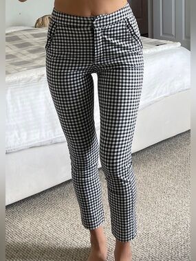 Zara Black and White Gingham Slim Crop Pants